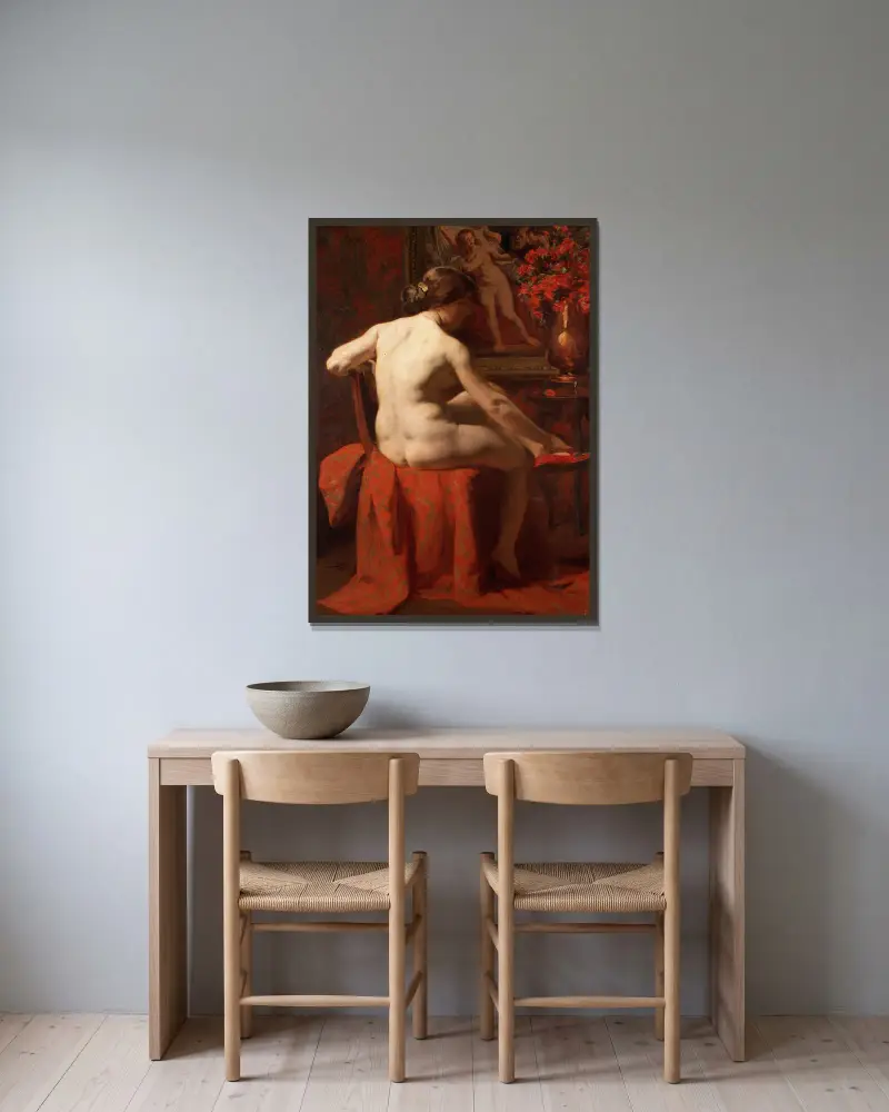 Nach dem Bad von Gustave Vanaise gerahmt an einer Wand