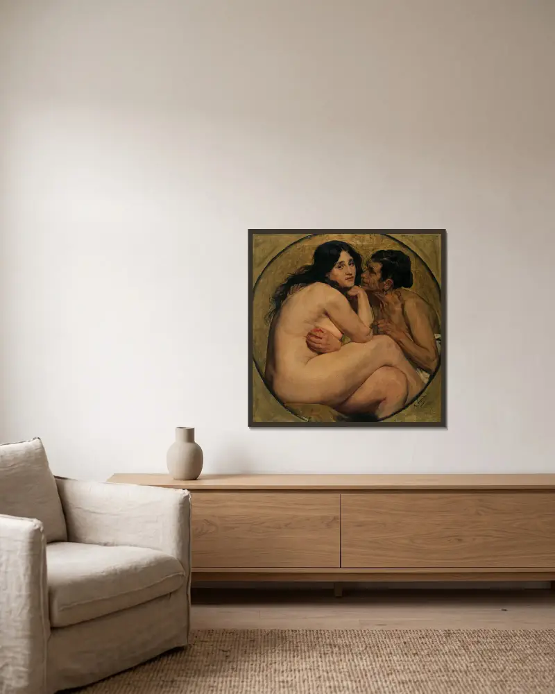 Eva (Die Versuchung) von Gustave Vanaise gerahmt an einer Wand