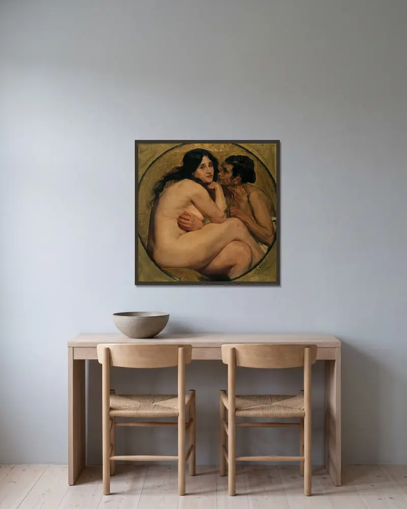Eva (Die Versuchung) von Gustave Vanaise gerahmt an einer Wand