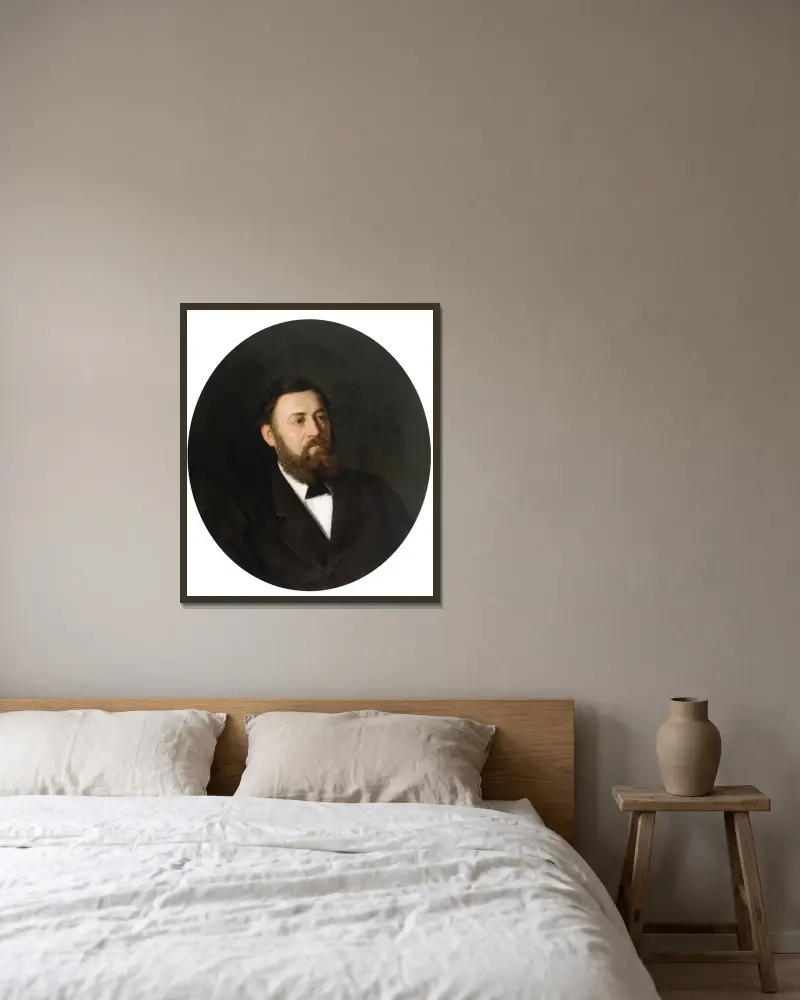 Porträtt av en man av Gustave Vanaise inramad på en vägg