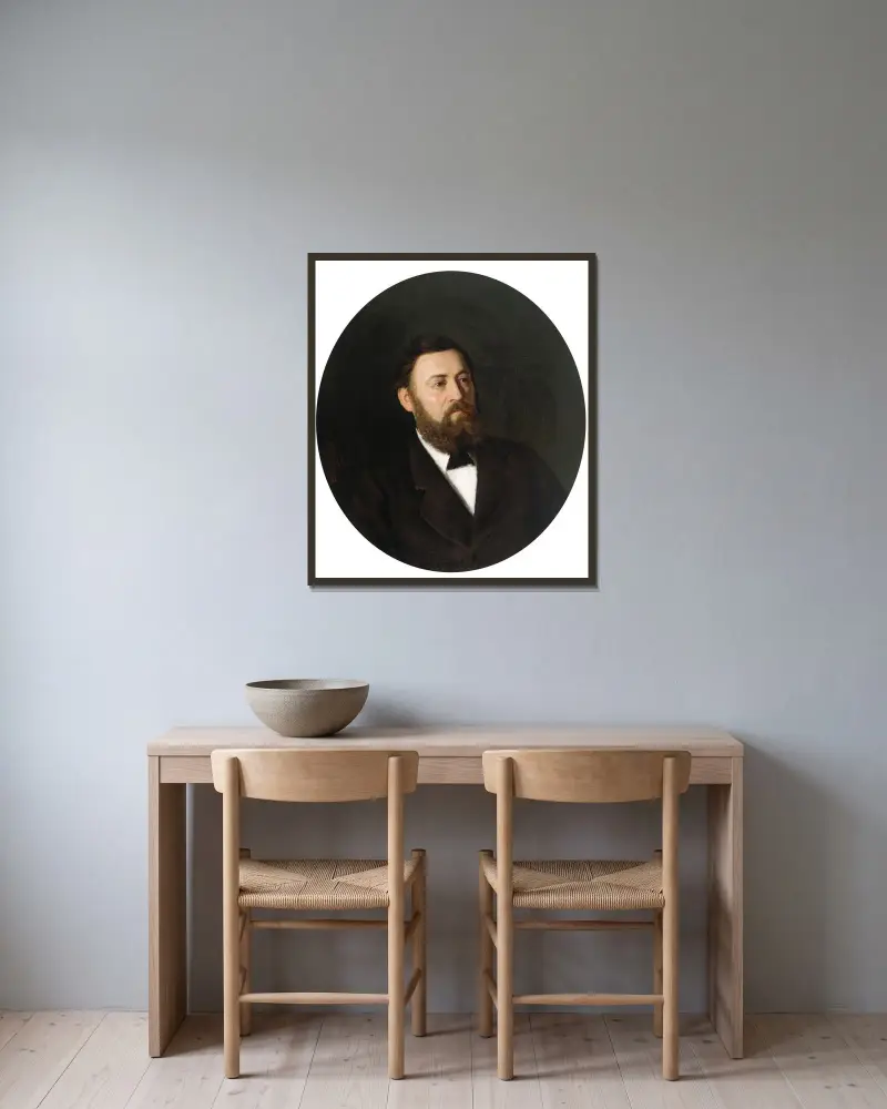 Porträtt av en man av Gustave Vanaise inramad på en vägg