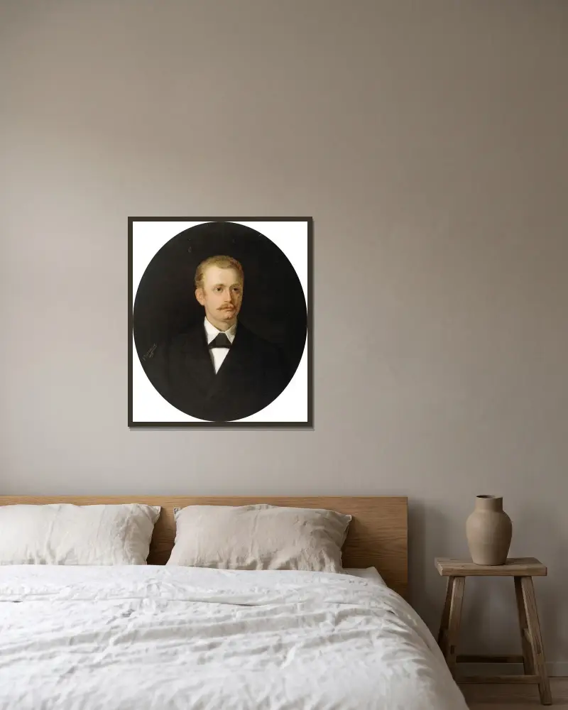 Porträtt av en man av Gustave Vanaise inramad på en vägg