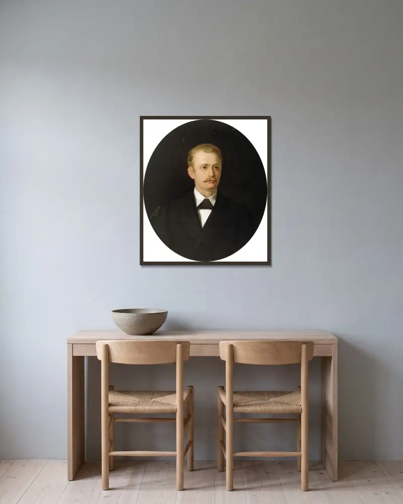 Porträtt av en man av Gustave Vanaise inramad på en vägg