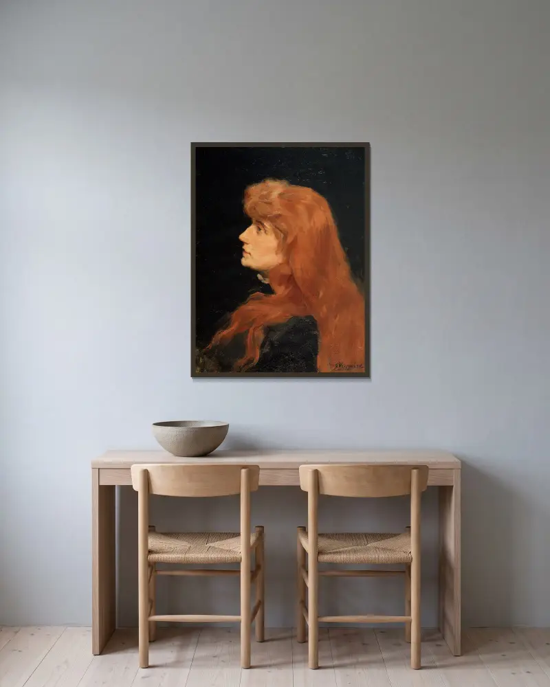 Portrait of Anna Rodenbach, the Wife of the Poet Georges Rodenbach av Gustave Vanaise inramad på en vägg