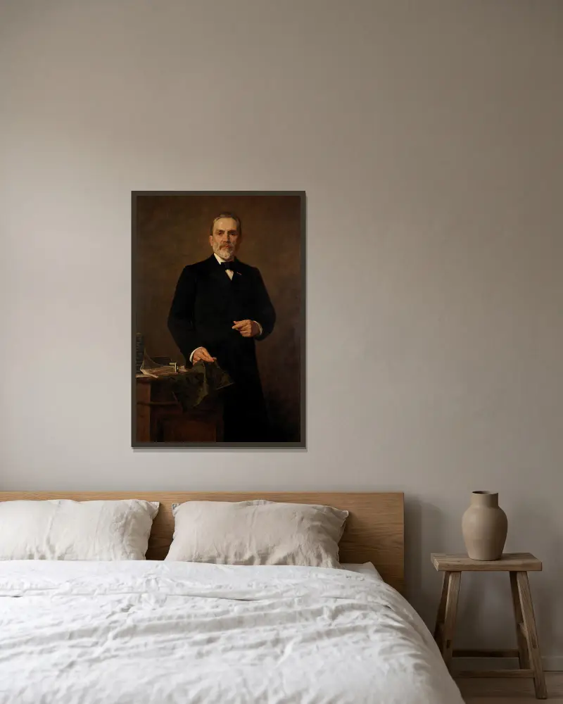 Portrait of François Hannet av Gustave Vanaise inramad på en vägg