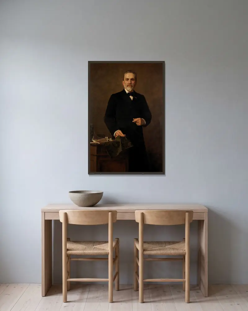 Portrait of François Hannet av Gustave Vanaise inramad på en vägg