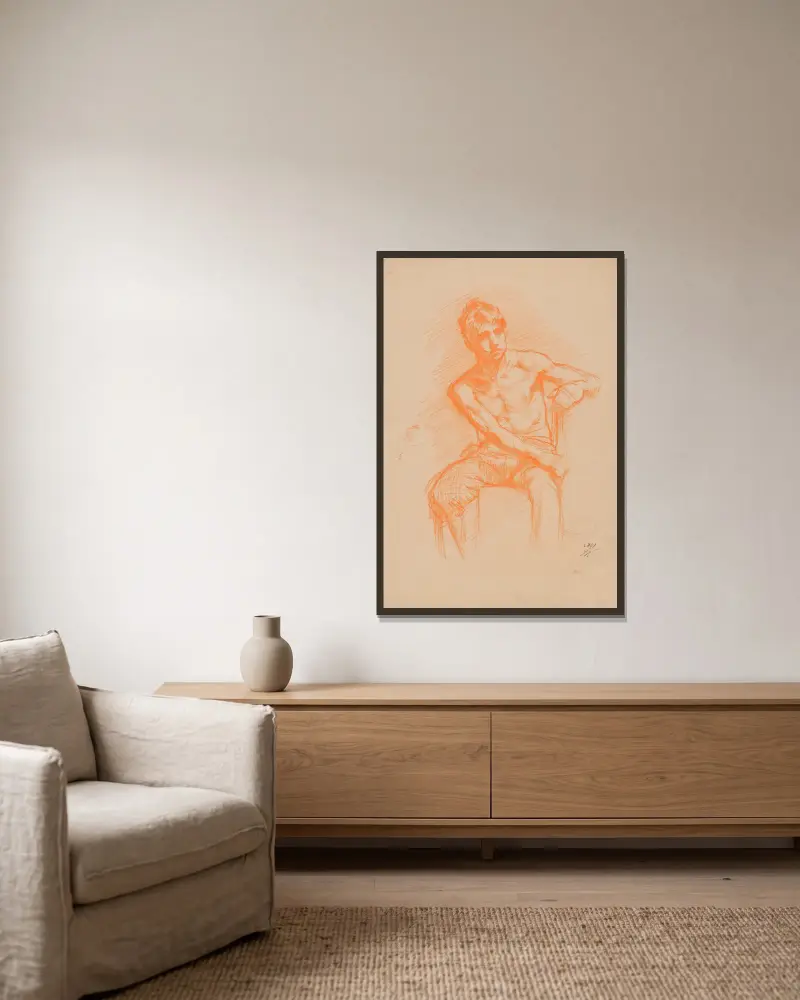 Sedící chlapec, Gustave Vanaise v rámu na stěně