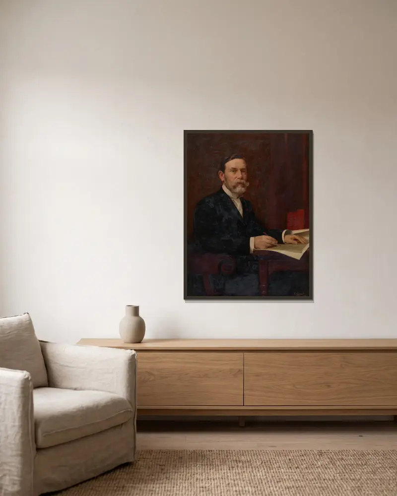 The Architect Leonard Blomme av Gustave Vanaise inramad på en vägg