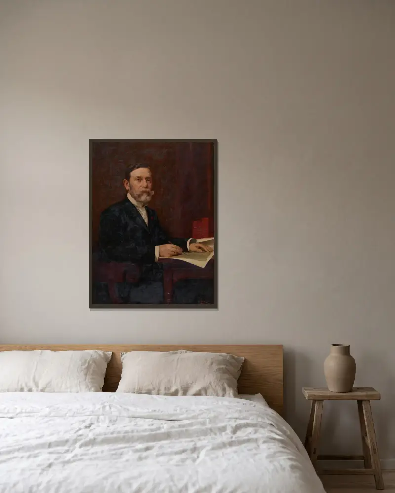 The Architect Leonard Blomme av Gustave Vanaise inramad på en vägg