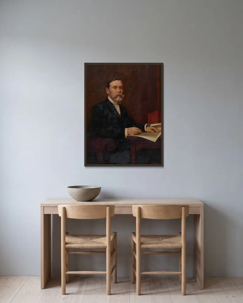 The Architect Leonard Blomme av Gustave Vanaise inramad på en vägg