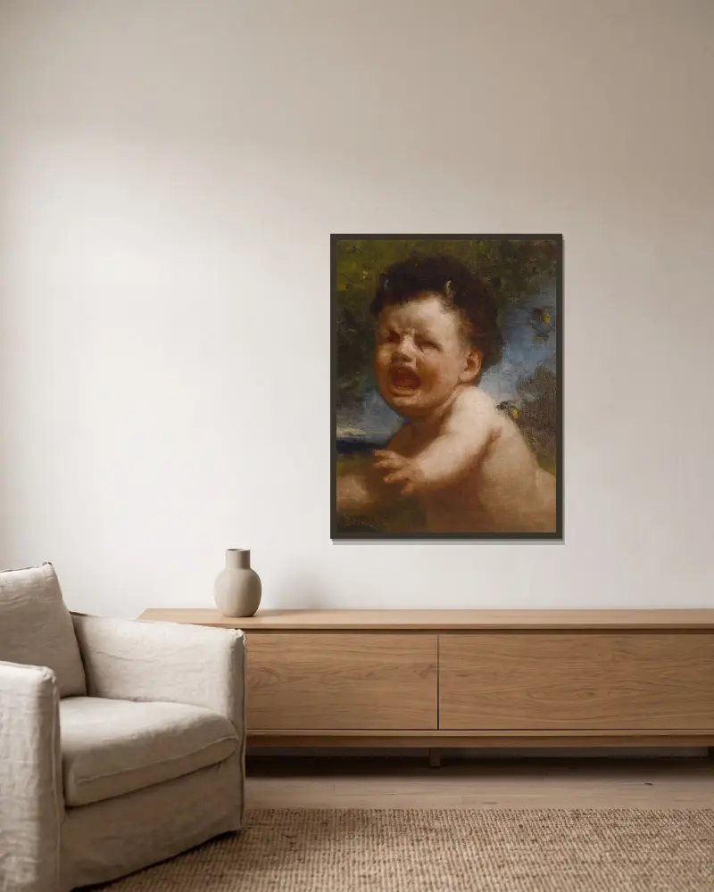 Amor mit Wespe von Gyula Benczúr gerahmt an einer Wand