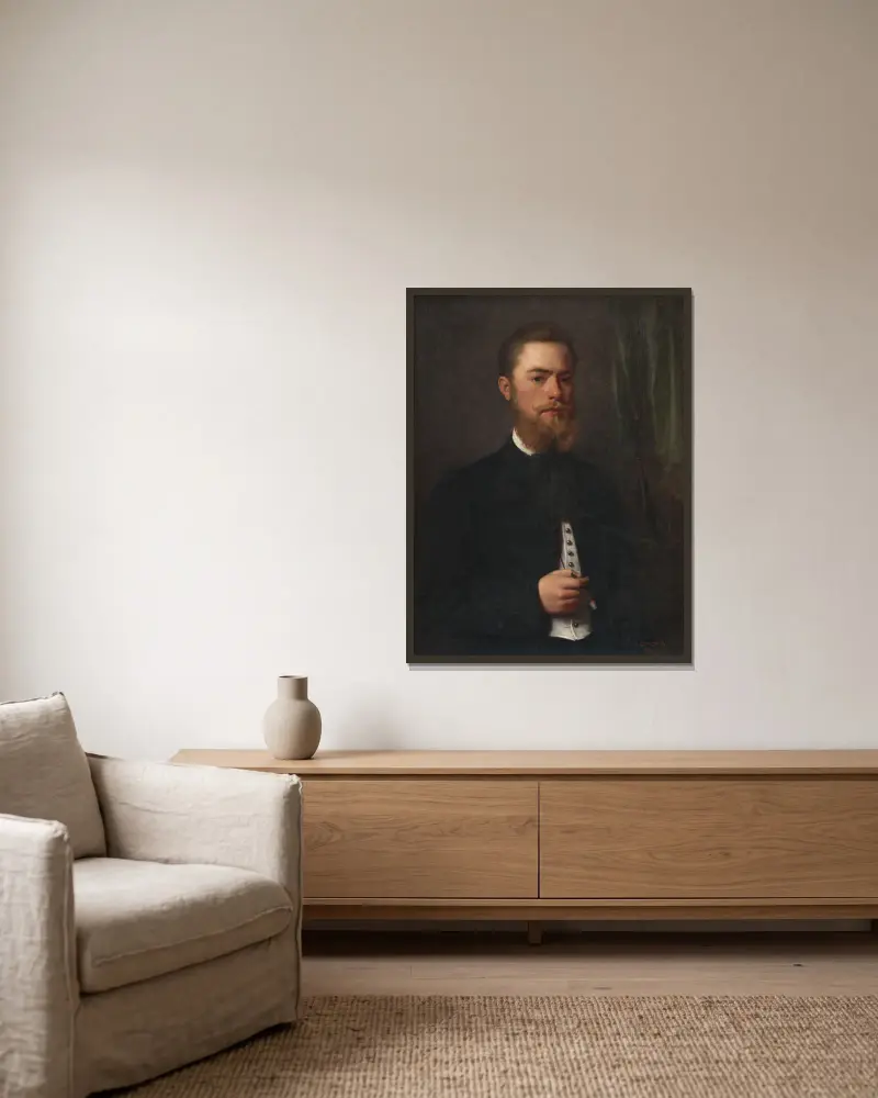 Portret młodego mężczyzny. Student prawa Gejza Bencúr, Gyula Benczúr w ramie na ścianie