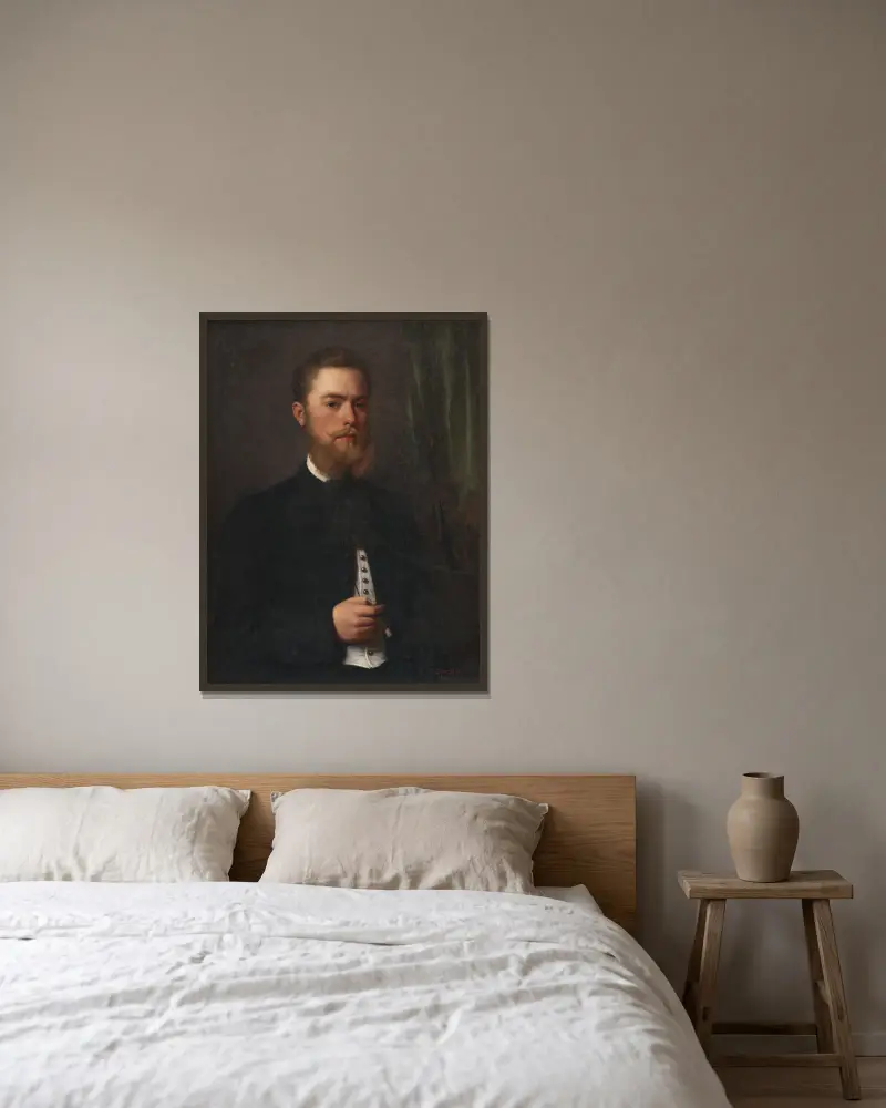 Portret młodego mężczyzny. Student prawa Gejza Bencúr, Gyula Benczúr w ramie na ścianie