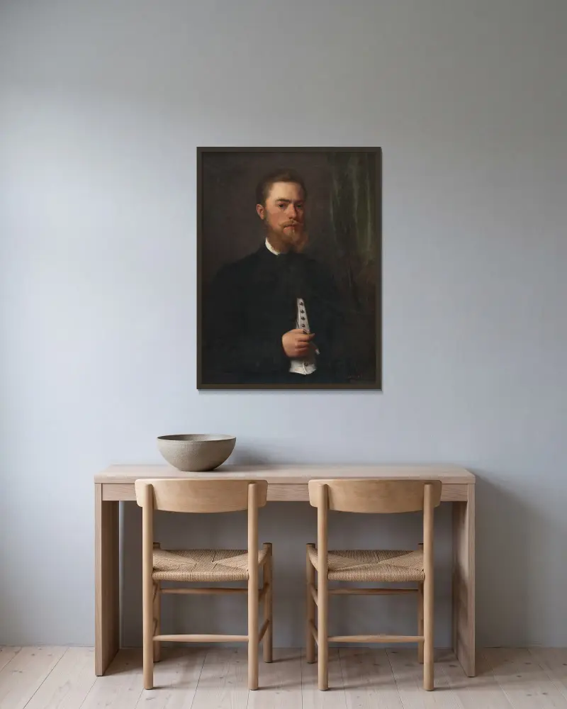 Portret młodego mężczyzny. Student prawa Gejza Bencúr, Gyula Benczúr w ramie na ścianie