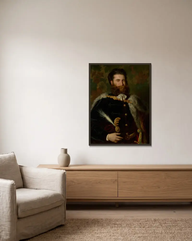 Portrait of Albert Ujházy av Gyula Benczúr inramad på en vägg