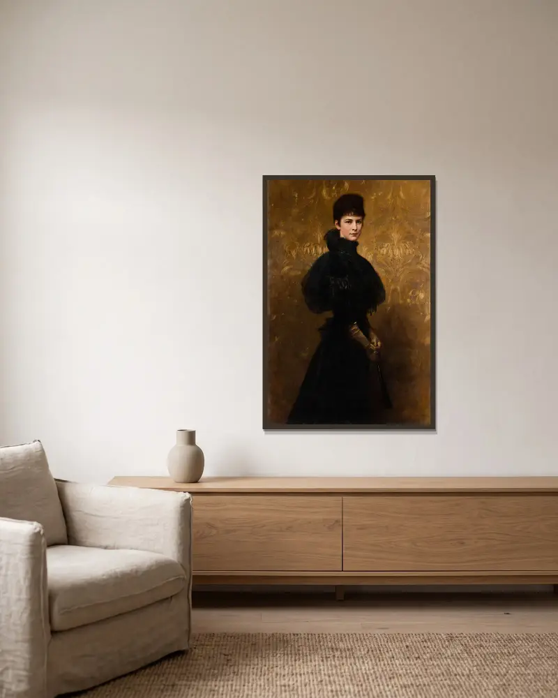 Porträt der Kaiserin Elisabeth von Gyula Benczúr gerahmt an einer Wand