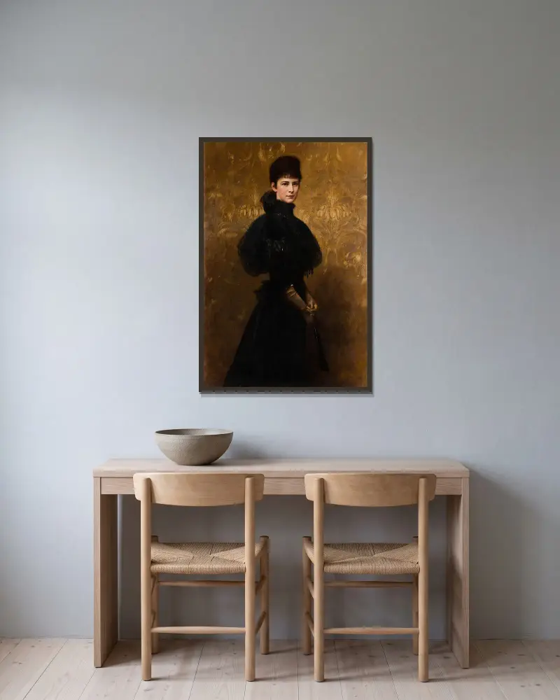 Porträt der Kaiserin Elisabeth von Gyula Benczúr gerahmt an einer Wand