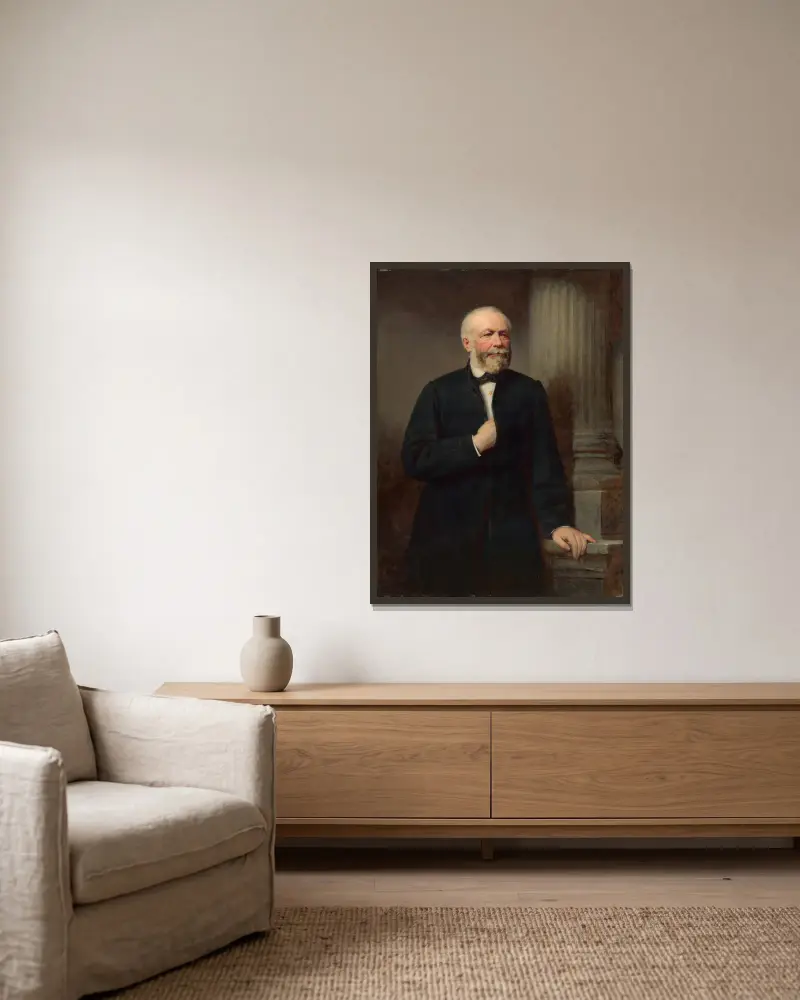 Portrait of Košice Banker Fiedler av Gyula Benczúr inramad på en vägg