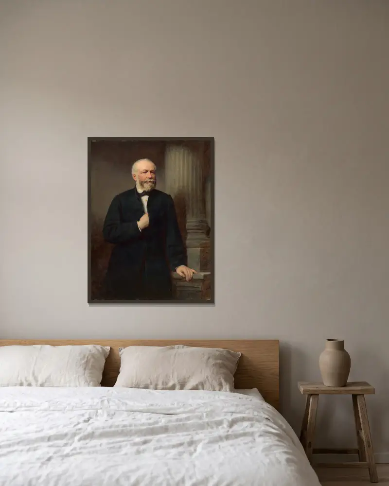 Portrait of Košice Banker Fiedler av Gyula Benczúr inramad på en vägg
