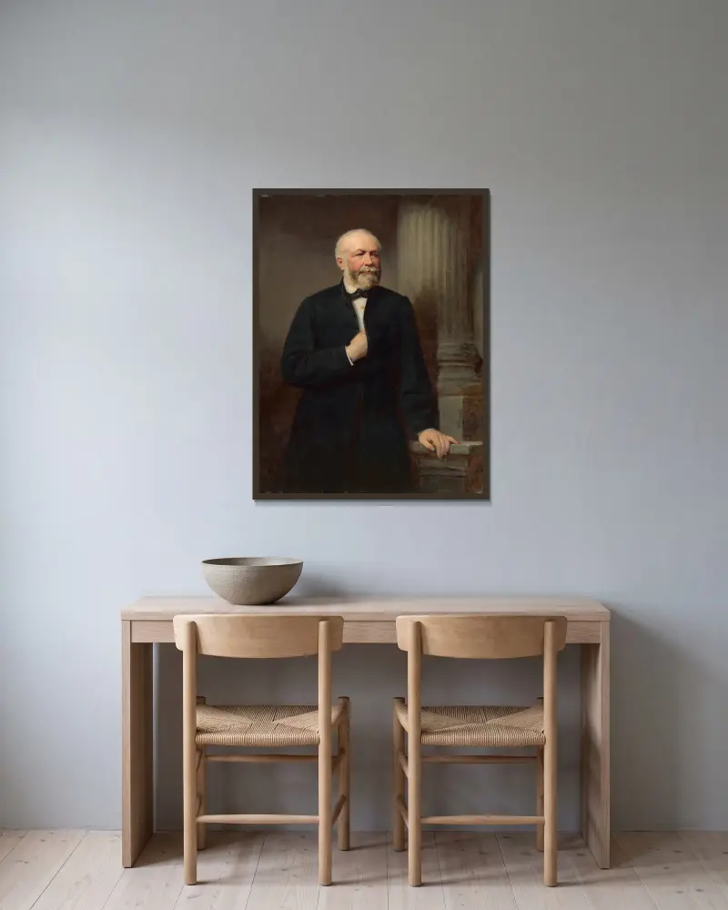 Portrait of Košice Banker Fiedler av Gyula Benczúr inramad på en vägg