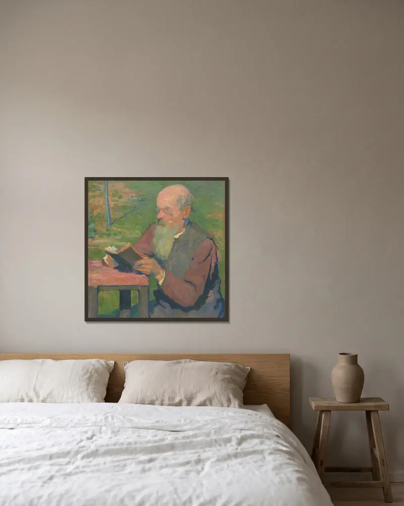 Čtoucí stařec, Elemír Halász-Hradil v rámu na stěně