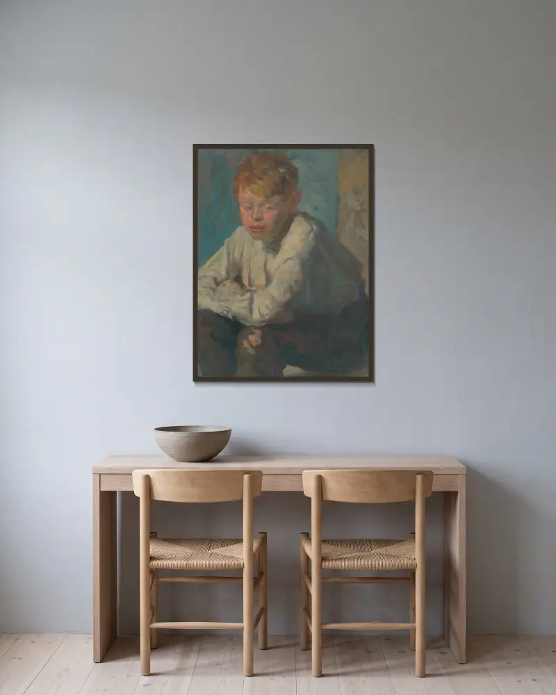 Boy with red hair av Elemír Halász-Hradil inramad på en vägg