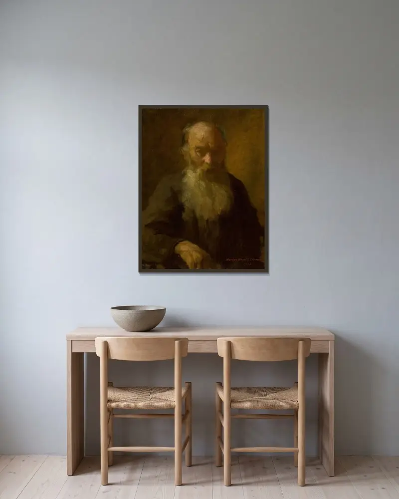 Starec av Elemír Halász-Hradil inramad på en vägg