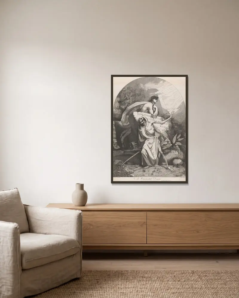 A Monumental Design av John Hamilton Mortimer inramad på en vägg