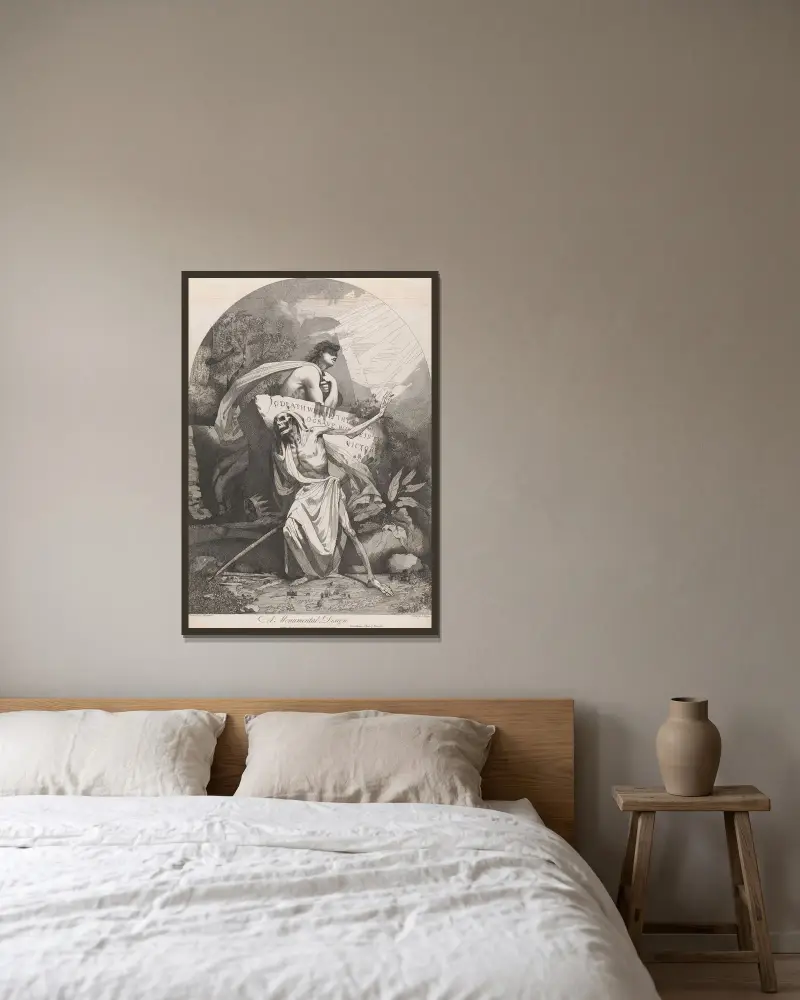 A Monumental Design av John Hamilton Mortimer inramad på en vägg