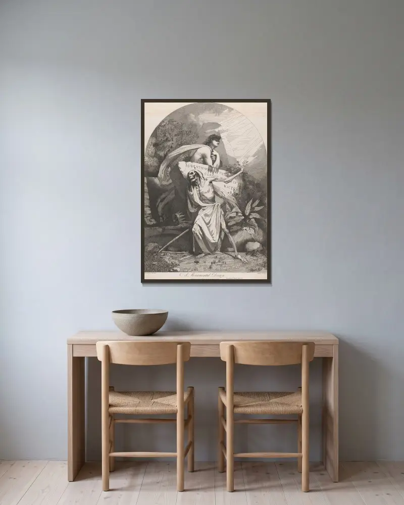 A Monumental Design av John Hamilton Mortimer inramad på en vägg