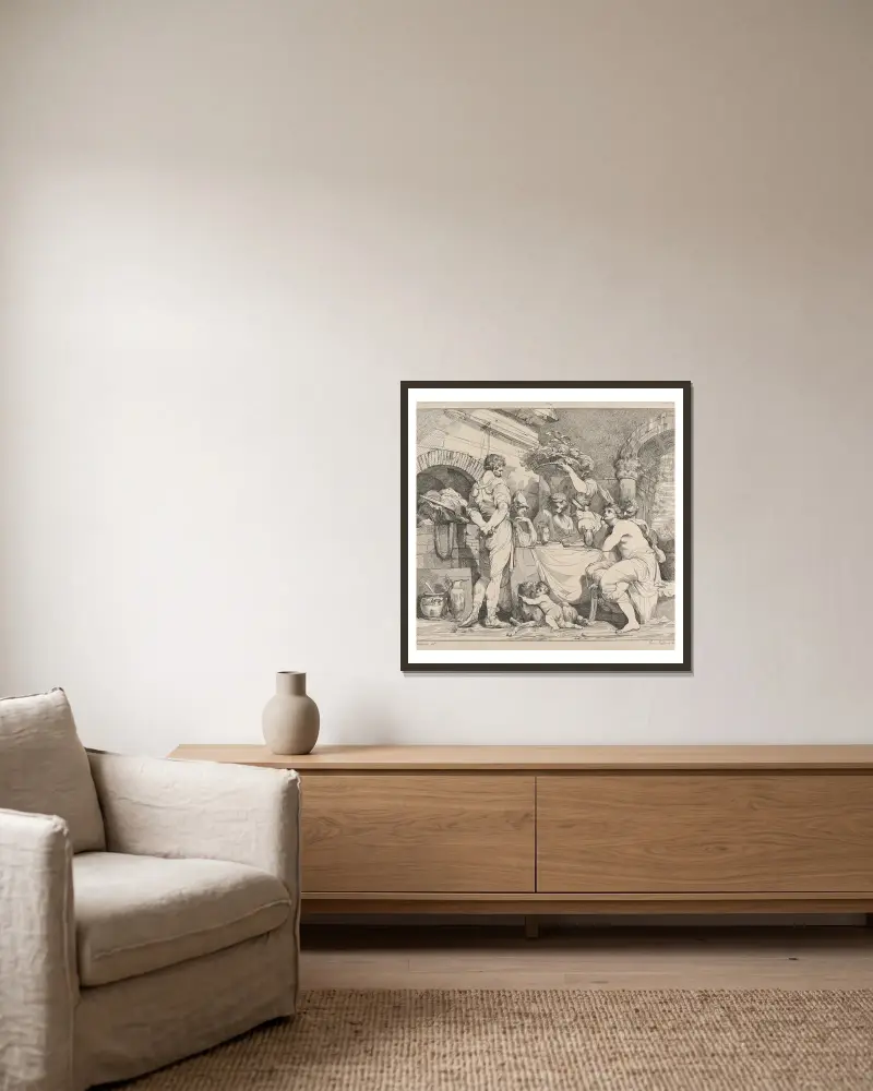 Banditti Regaling von John Hamilton Mortimer gerahmt an einer Wand