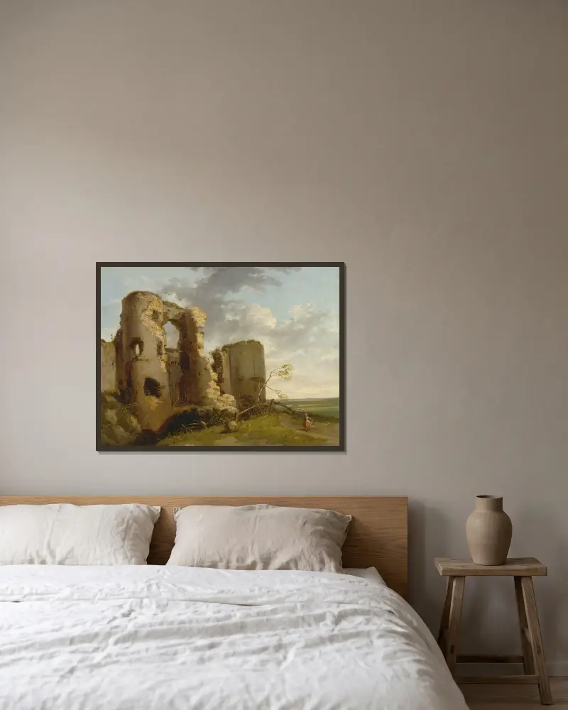 West Gate of Pevensey Castle, Sussex av John Hamilton Mortimer inramad på en vägg