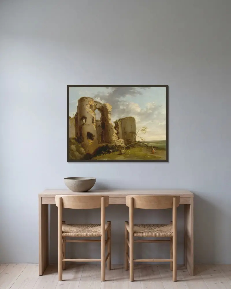 West Gate of Pevensey Castle, Sussex av John Hamilton Mortimer inramad på en vägg