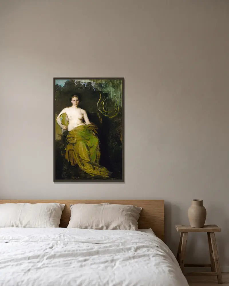 Napůl zahalená postava, Abbott Handerson Thayer v rámu na stěně