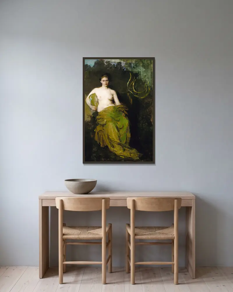 Napůl zahalená postava, Abbott Handerson Thayer v rámu na stěně