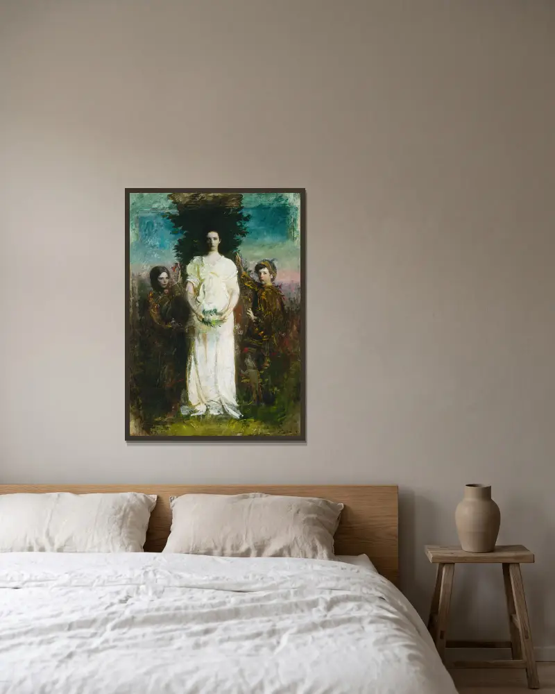 Meine Kinder (Mary, Gerald und Gladys Thayer) von Abbott Handerson Thayer gerahmt an einer Wand