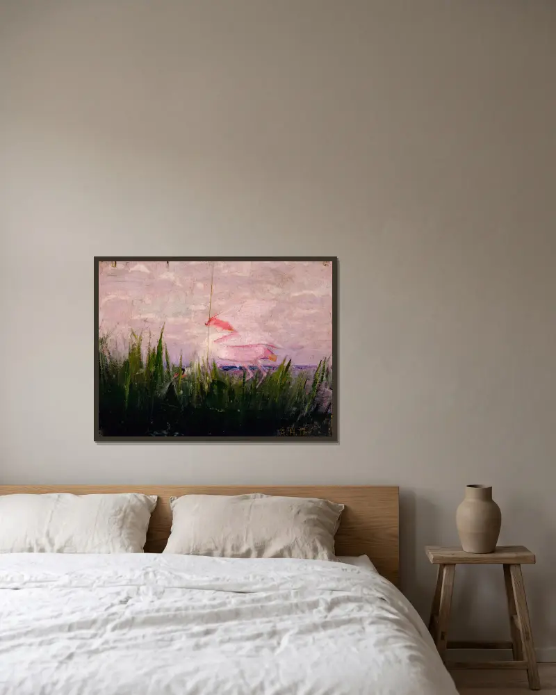 Roseate Spoonbill, study for book Concealing Coloration in the Animal Kingdom av Abbott Handerson Thayer inramad på en vägg