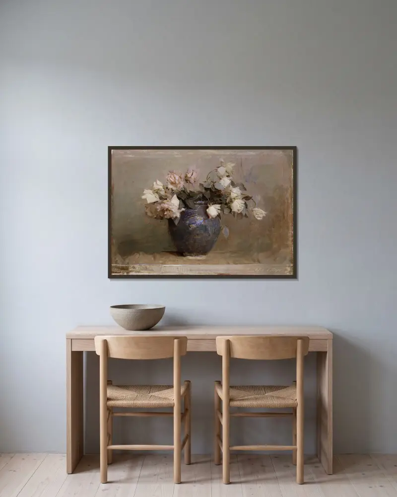 Rosen von Abbott Handerson Thayer gerahmt an einer Wand
