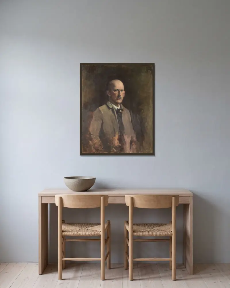 Självporträtt av Abbott Handerson Thayer inramad på en vägg
