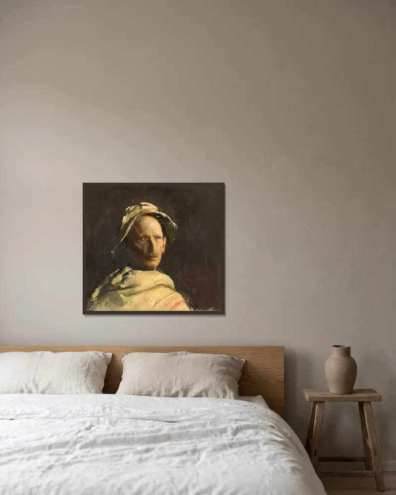 Selbstporträt, 1919 von Abbott Handerson Thayer gerahmt an einer Wand