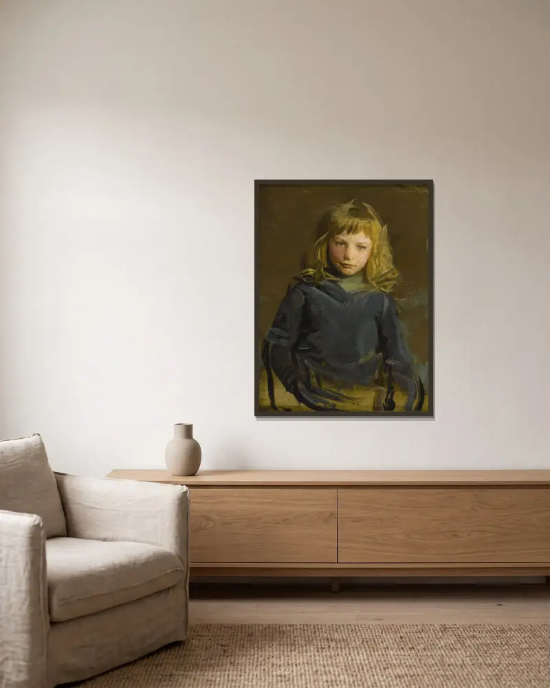 Studie för 'Harry Whiting, konstnärens systerson' av Abbott Handerson Thayer inramad på en vägg