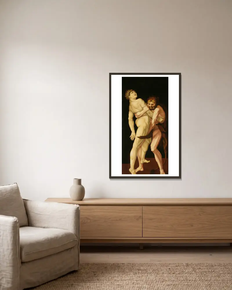 Herakles a Antaios, Hans Baldung v rámu na stěně