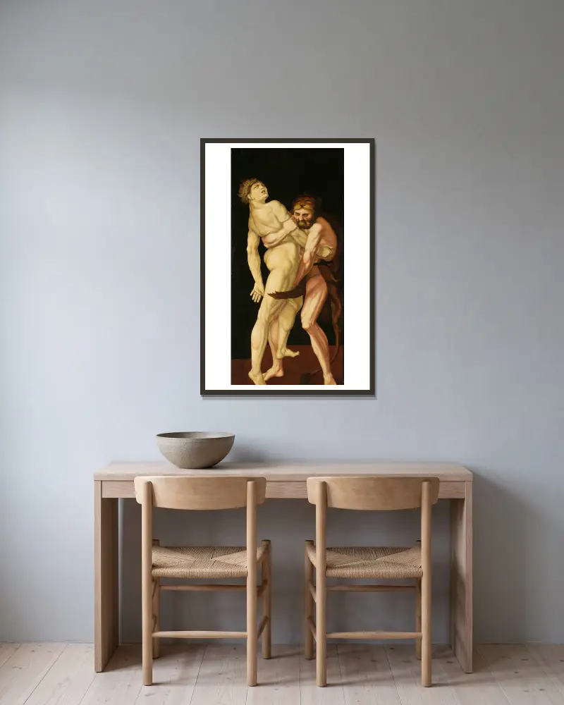 Herakles a Antaios, Hans Baldung v rámu na stěně