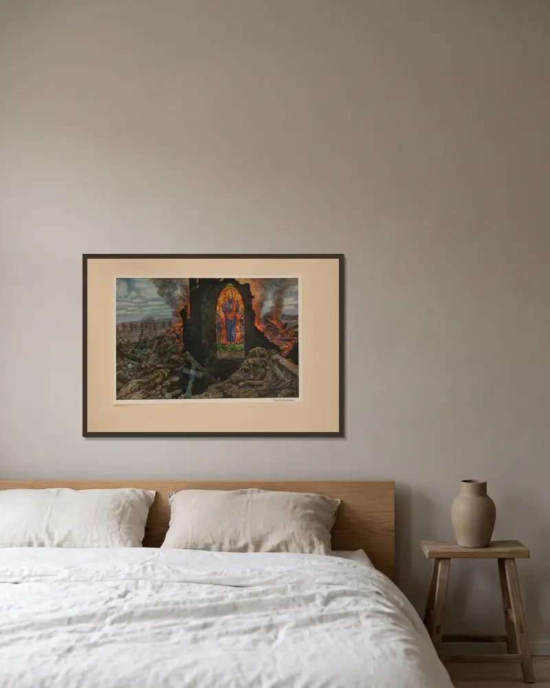 Kostelní okno, Hans Baluschek v rámu na stěně