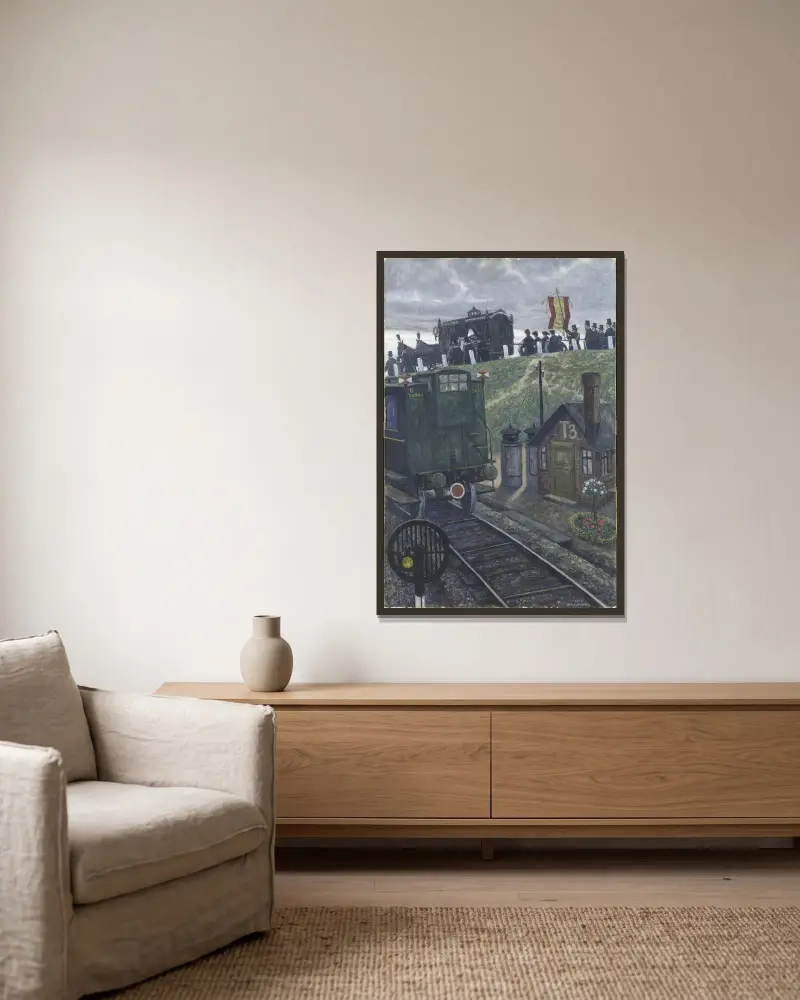 Der letzte Wagen von Hans Baluschek gerahmt an einer Wand