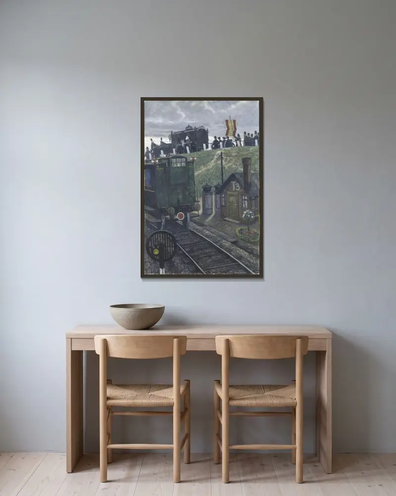 Der letzte Wagen von Hans Baluschek gerahmt an einer Wand