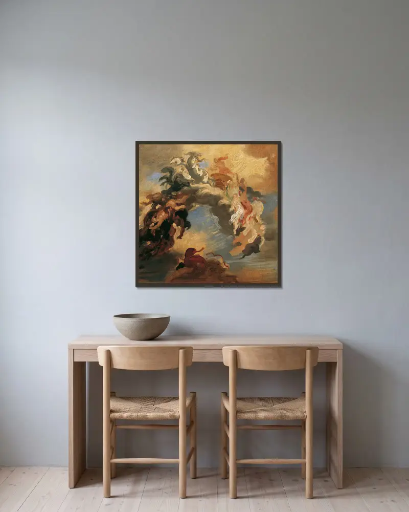 Ljusets seger över mörkret, 1884 – nr 2 av Hans Canon inramad på en vägg