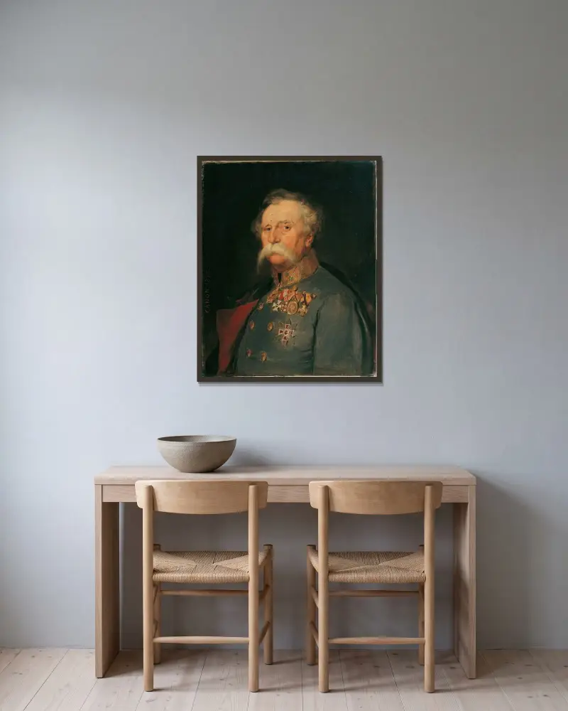 Fälttygmästaren Franz von Hauslab av Hans Canon inramad på en vägg