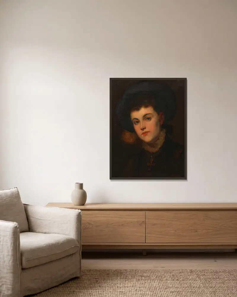 Gabriele (Ella) Freiin von Liebieg av Hans Canon inramad på en vägg