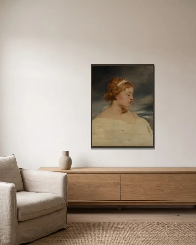 Portrait of a girl av Hans Canon inramad på en vägg